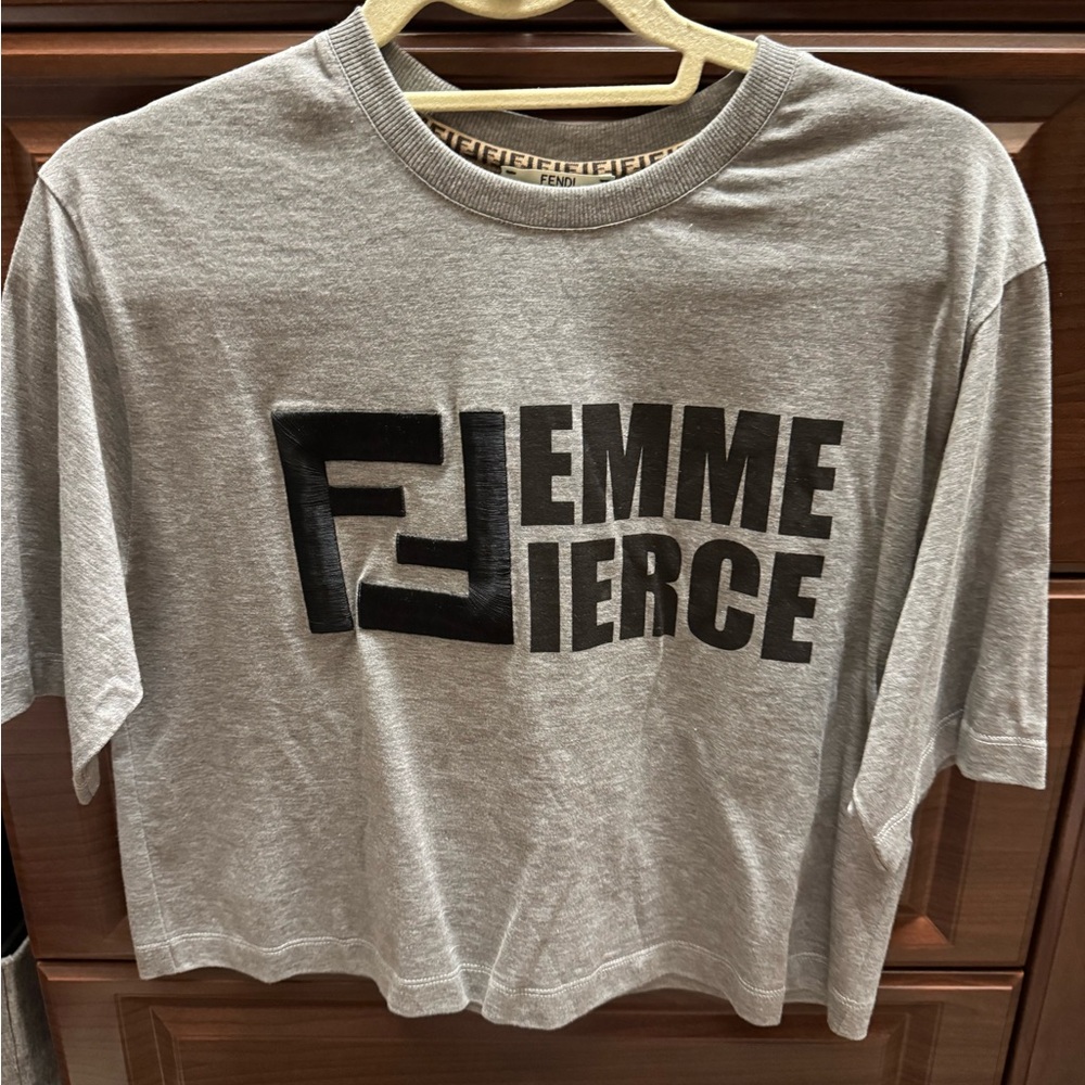 Authentic NWT FF Fendi Gray Knit Sweater with Logo Detail